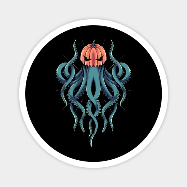 Spooky kraken pumkin Magnet by Objectype